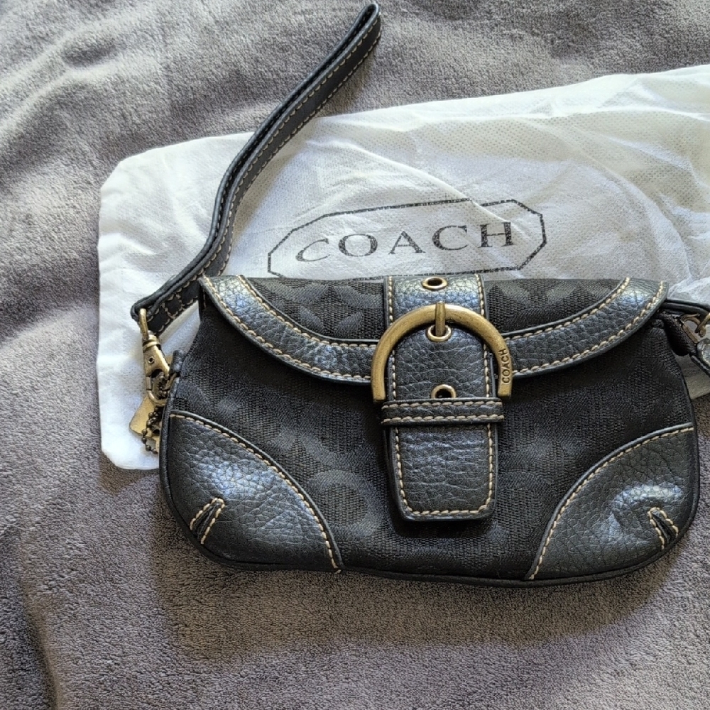 Coach Black Leather Wristlet